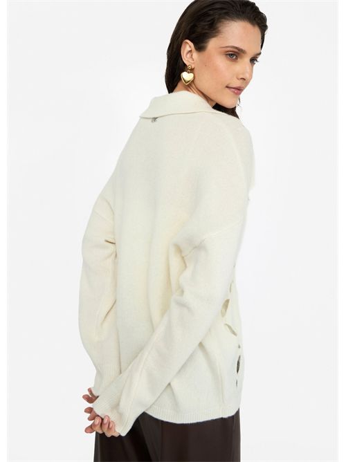 Maglia 100% lana con ricami gioiello LIU JO | MF5038MS009/10701